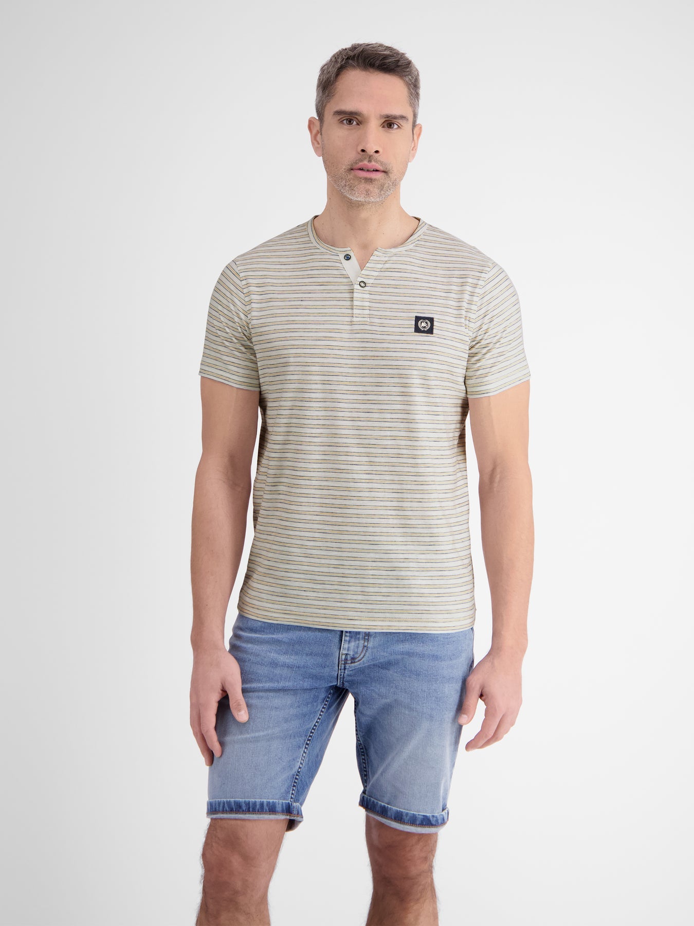 Men's Half Sleeve Striped Serafino T-shirt