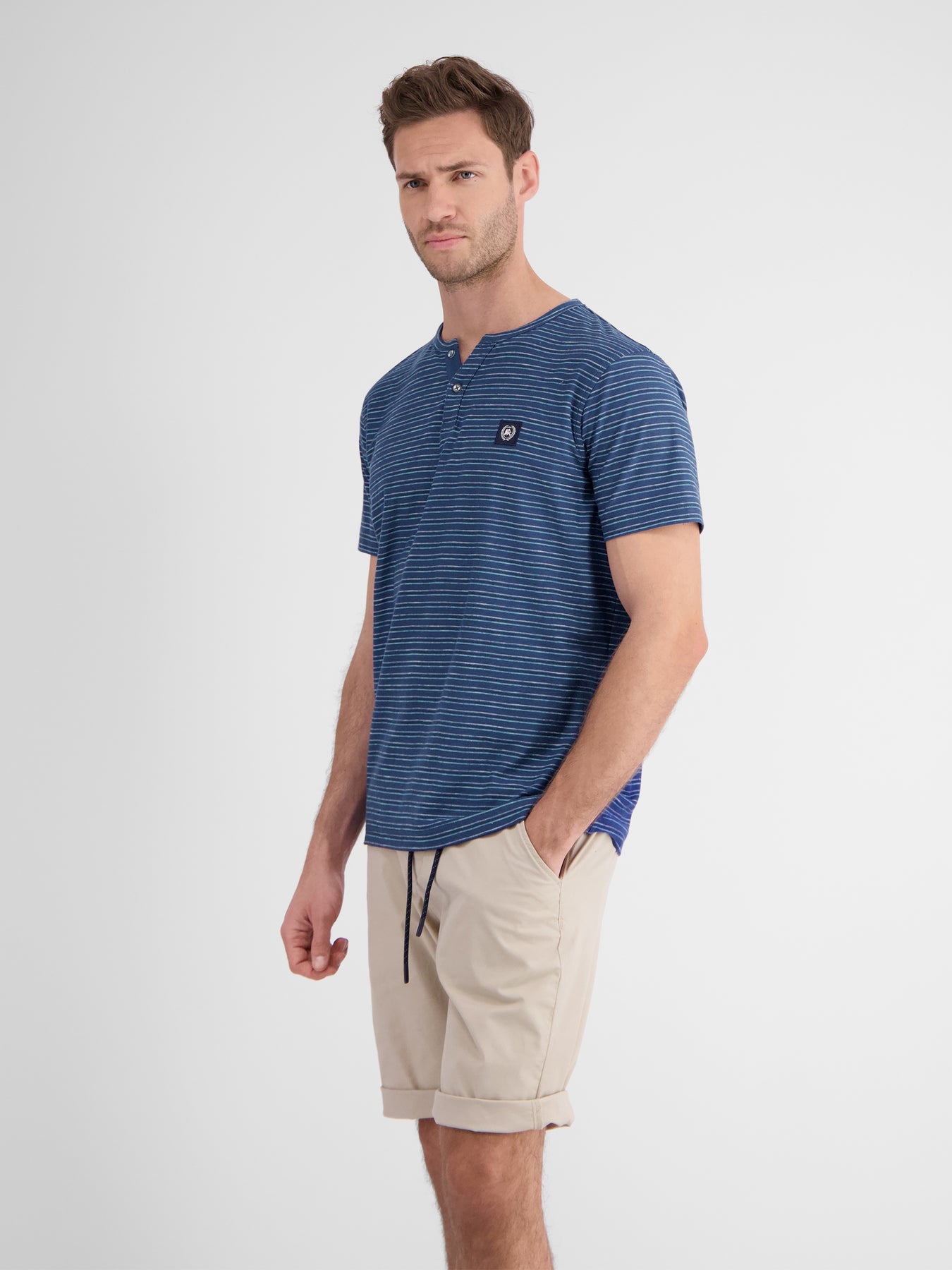 Men's Half Sleeve Striped Serafino T-shirt