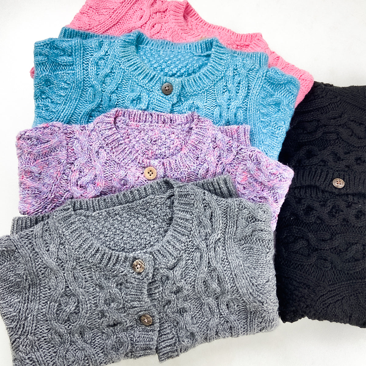 Kids Cable Knit Soft Cotton Cardigan Sweater