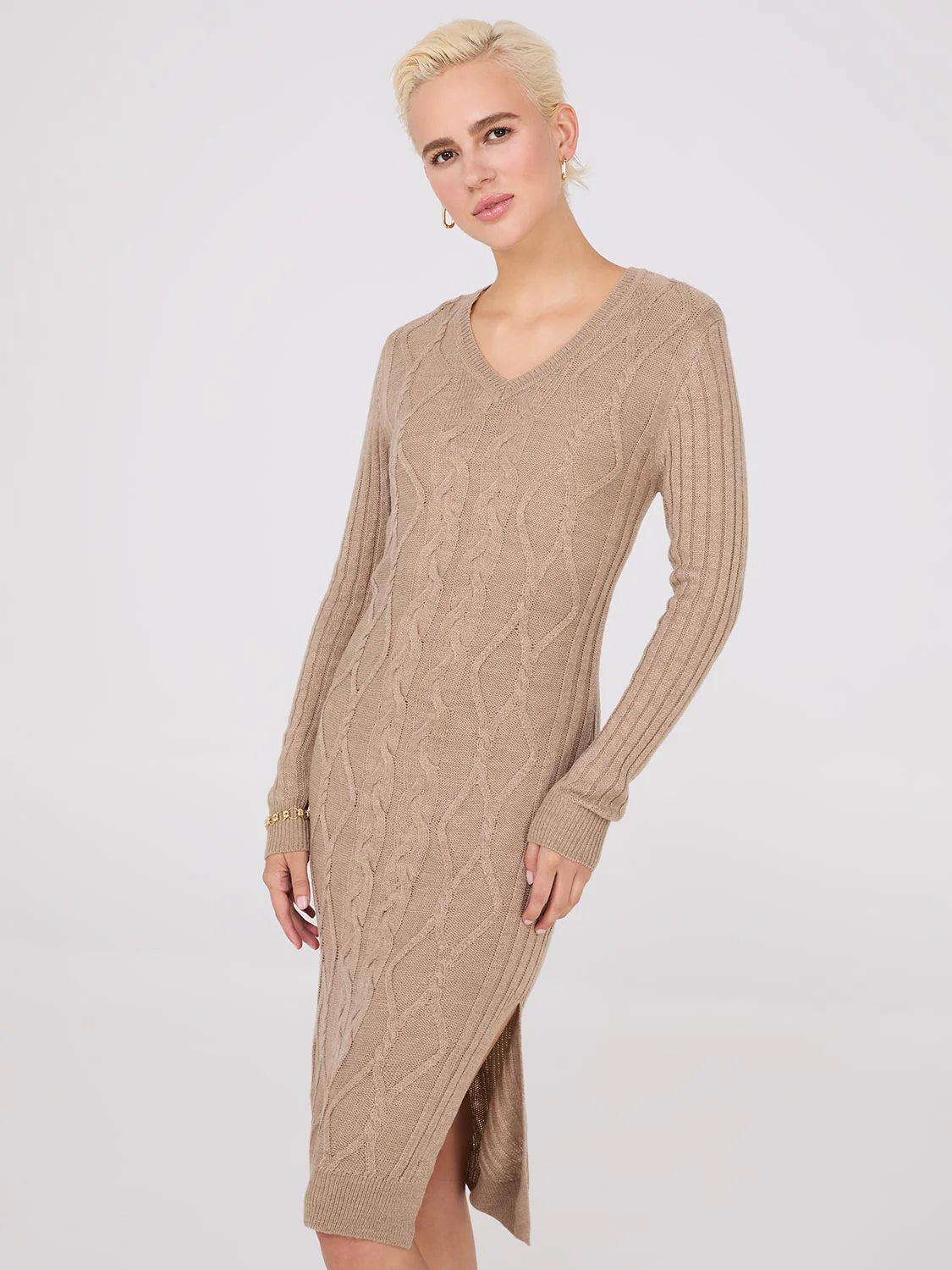 Womens Knee Length Knit Sweater Dress