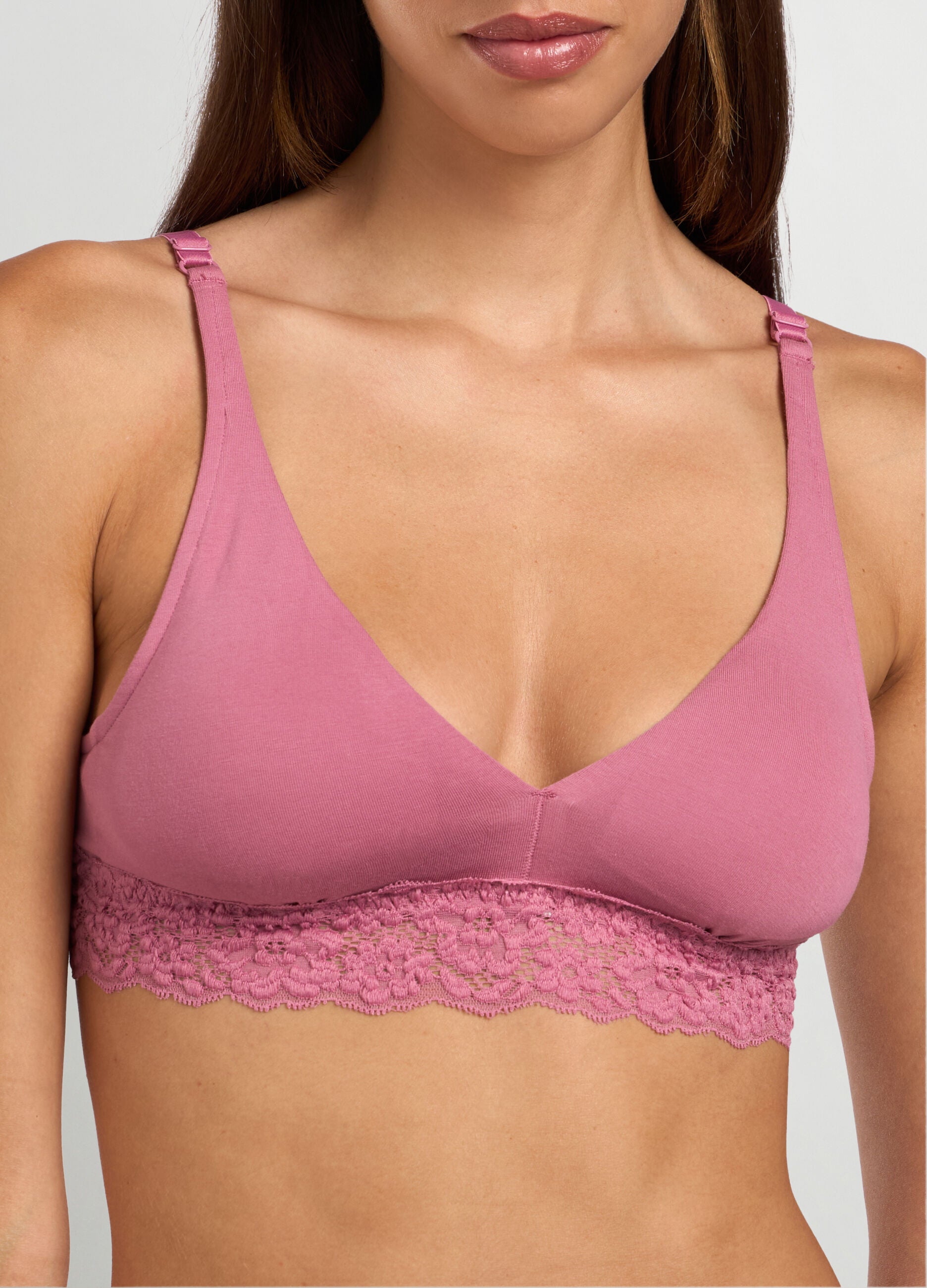 Ladies Cotton Stretch Lace Padded Triangle Bra