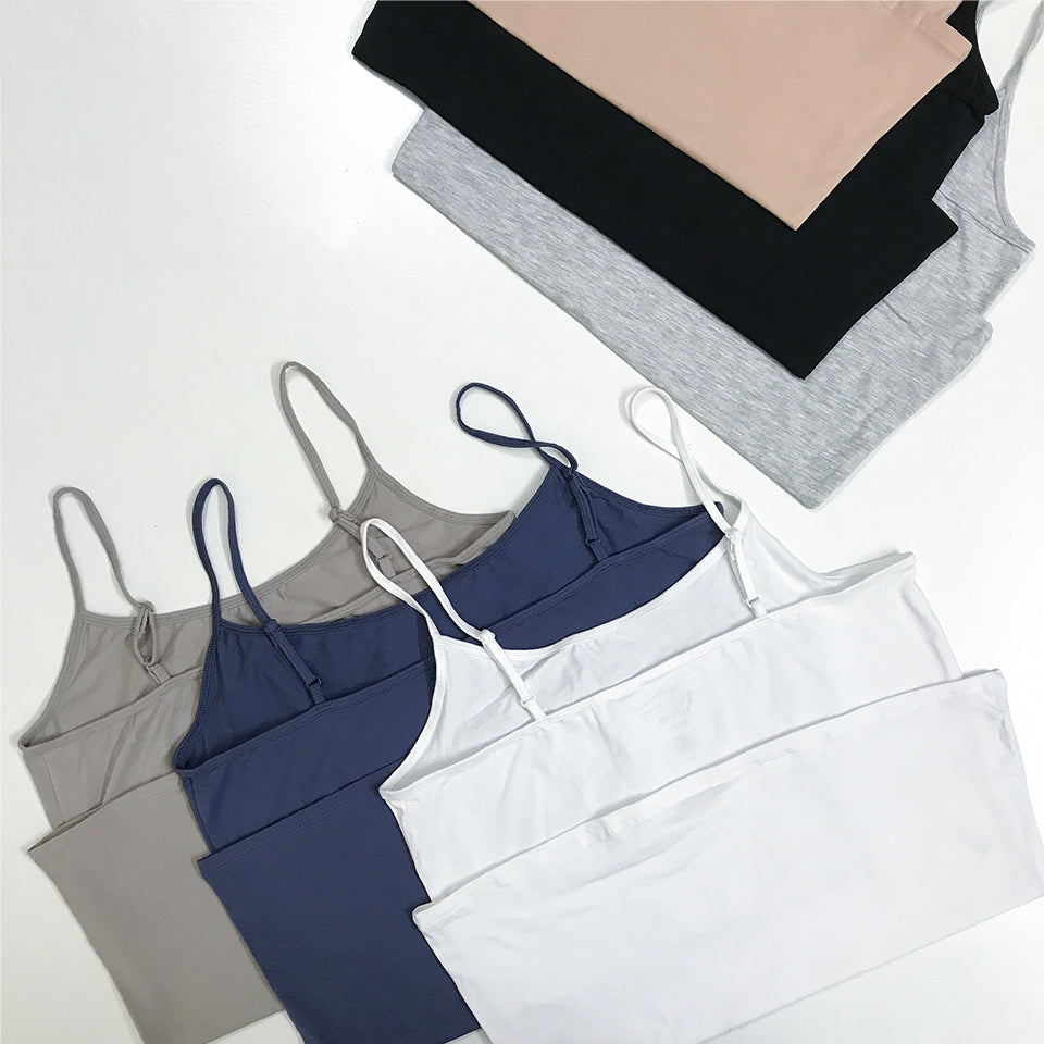 Women's Cotton Scoop Neck Adjustable Spaghetti Strap Cami Tank Tops