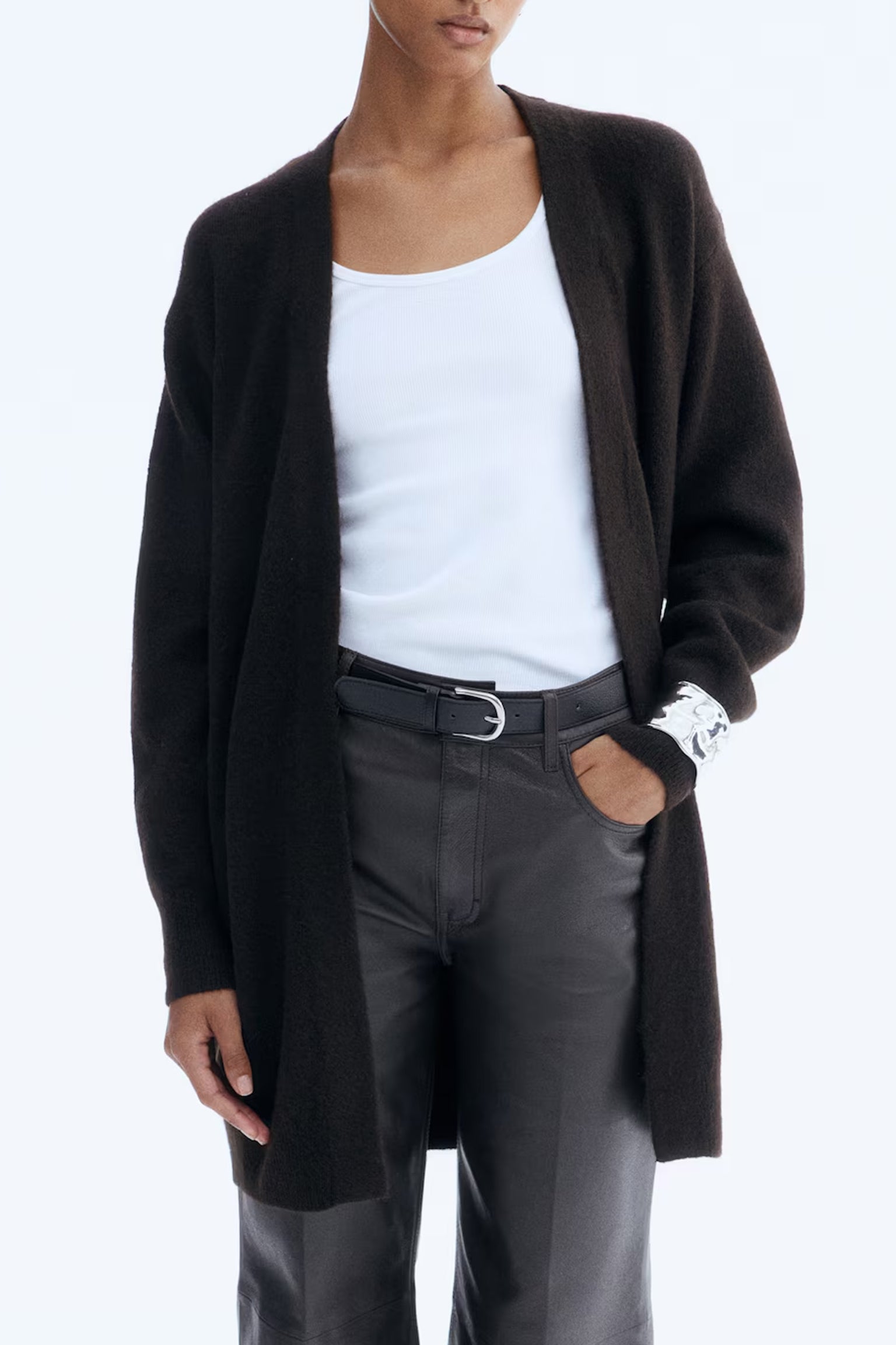 Womens Soft Wool Blend Long Knit Cardigan