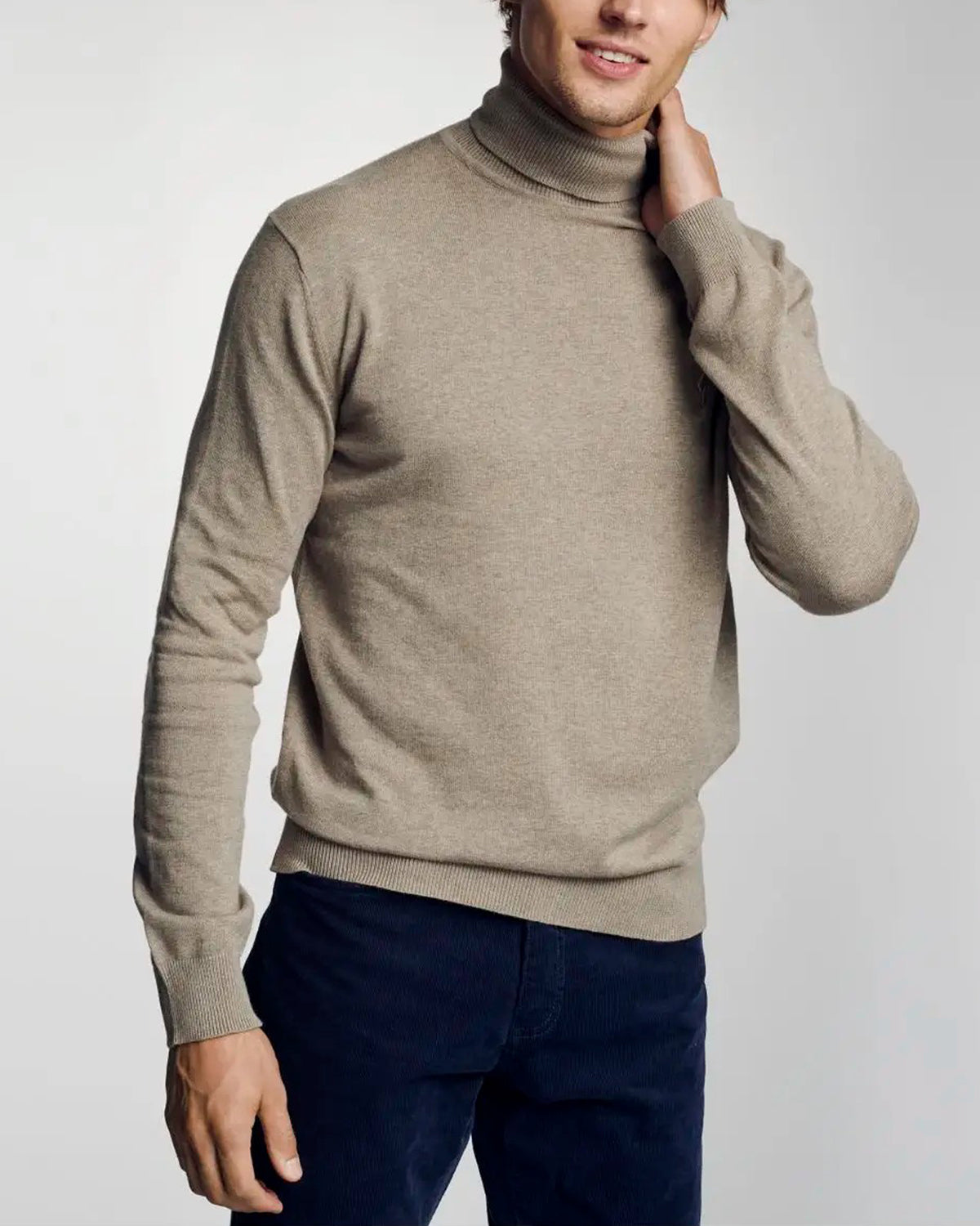 Mens Premium Cotton Turtleneck Long Sleeve Knit Sweater