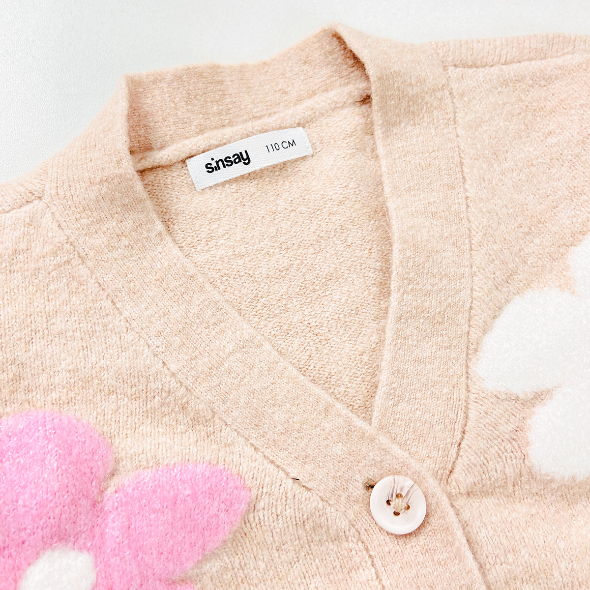 Girls Premium Floral Knit Button-Down Cardigan Sweater