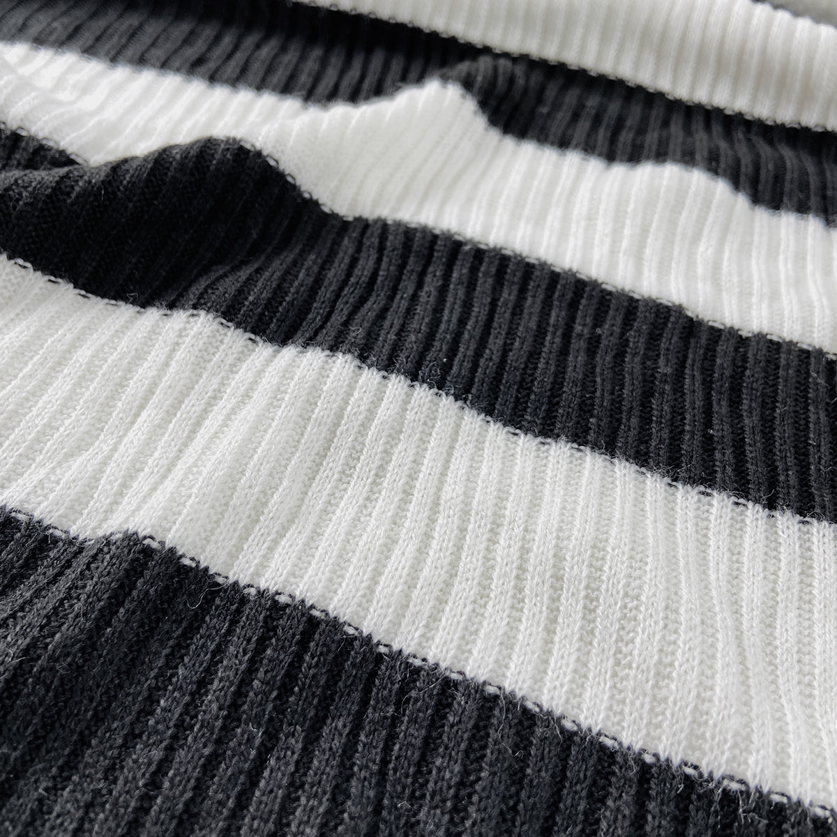 Womens Ribbed Striped Soft Knit  Turtleneck Sweater