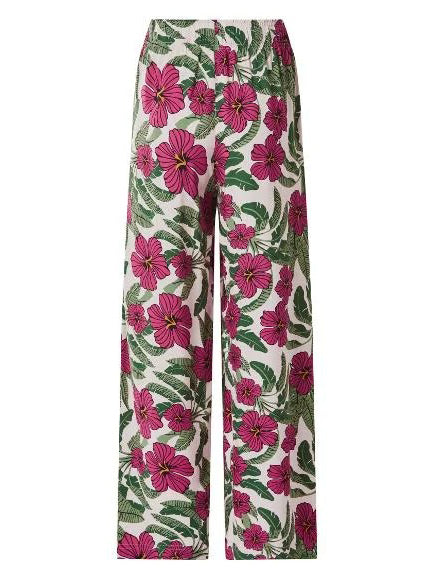 Womens Wide Leg Elastic Waist Palazzo Pants with Side Pocket