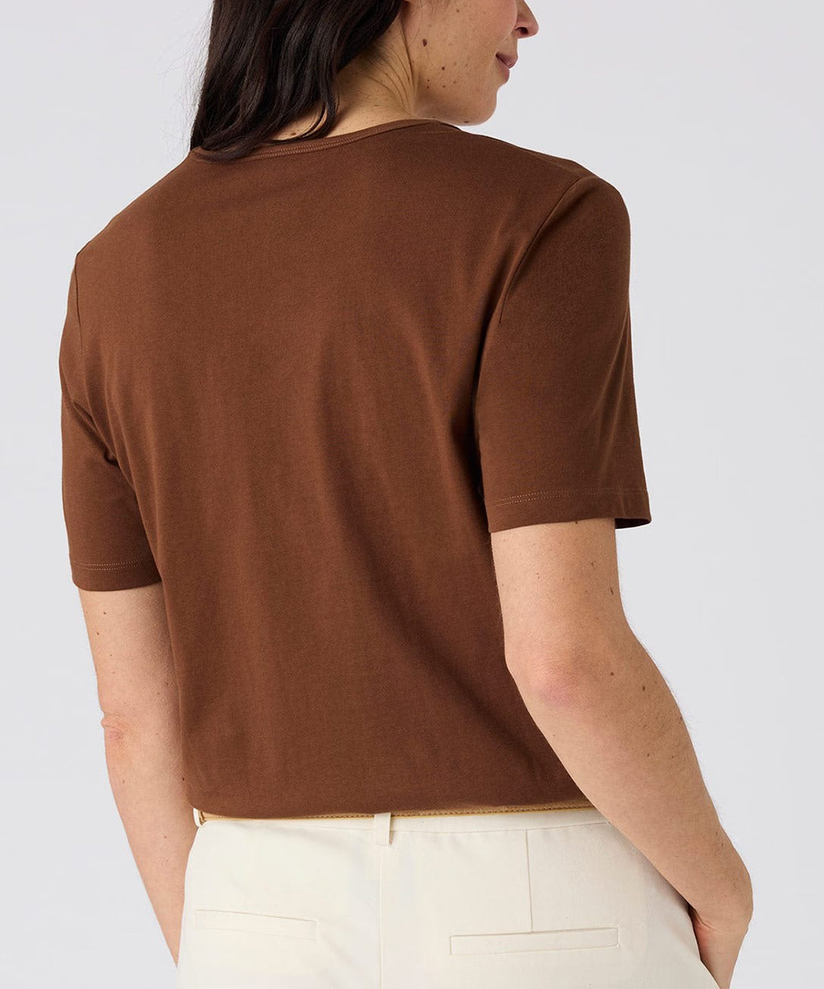 Womens Side Slit Scoop Neck Cotton T-Shirt