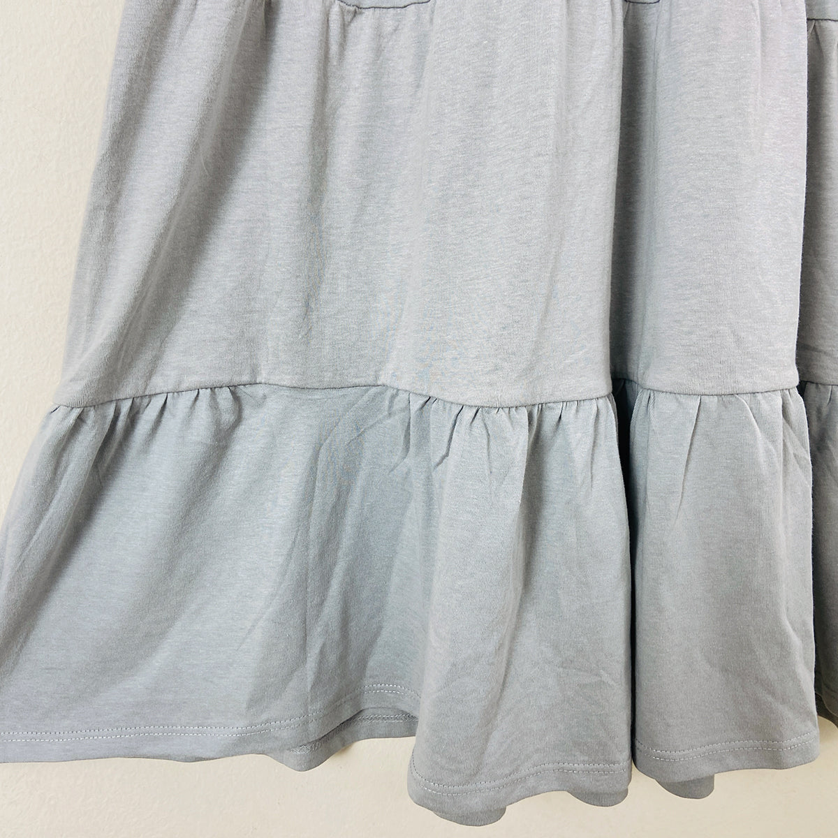 Womens Cotton Ruffle Sleeves Tiered Solid Summer Gown