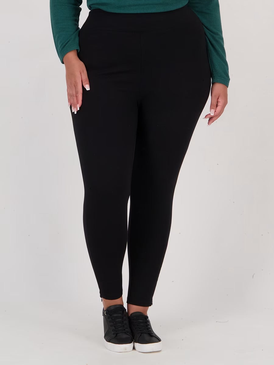 Womens High Rise Zip Hem Pull on Pant