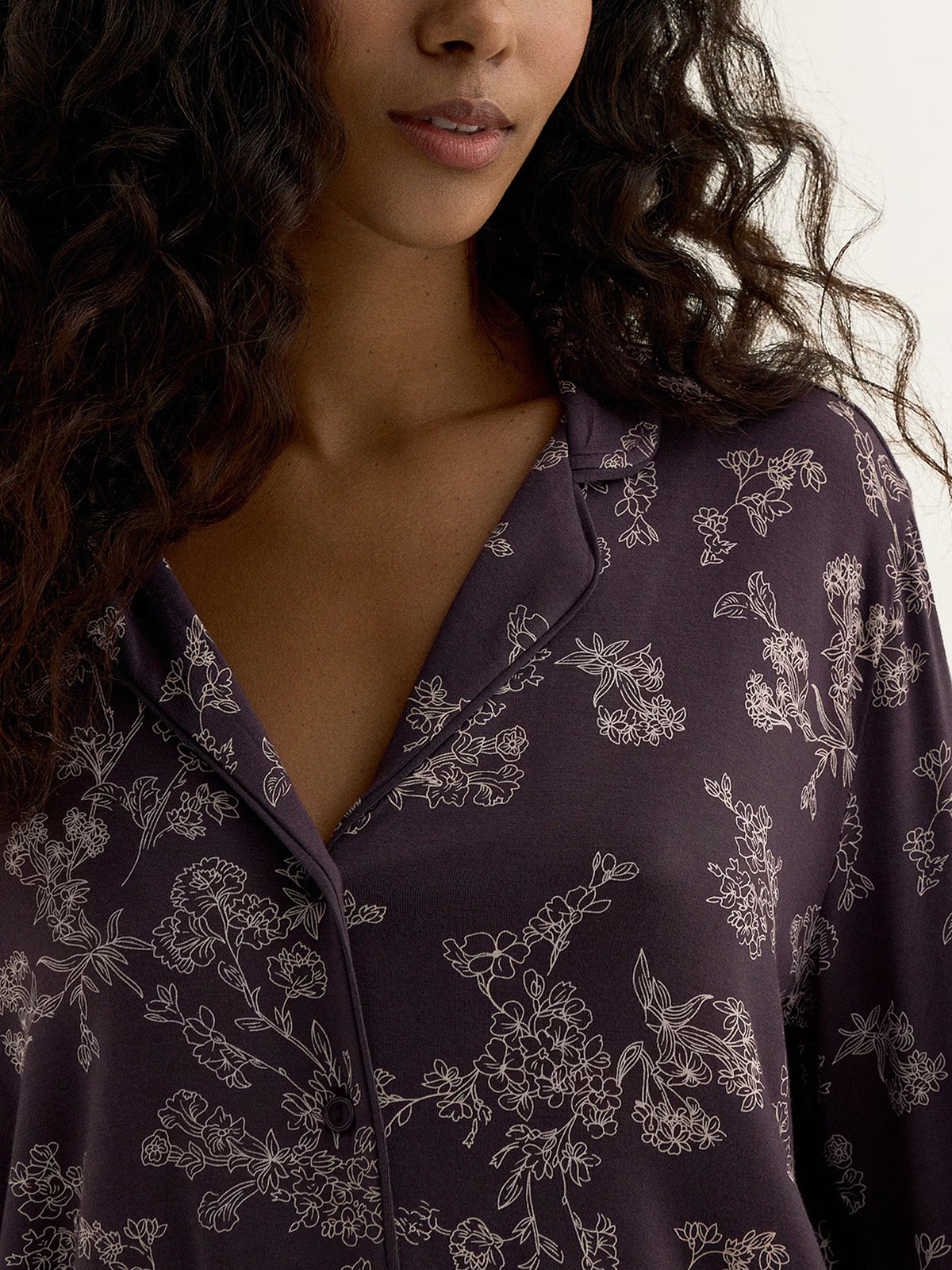 Womens Floral Print Soft Viscose Long Sleeve Nightwear Pyjama Set