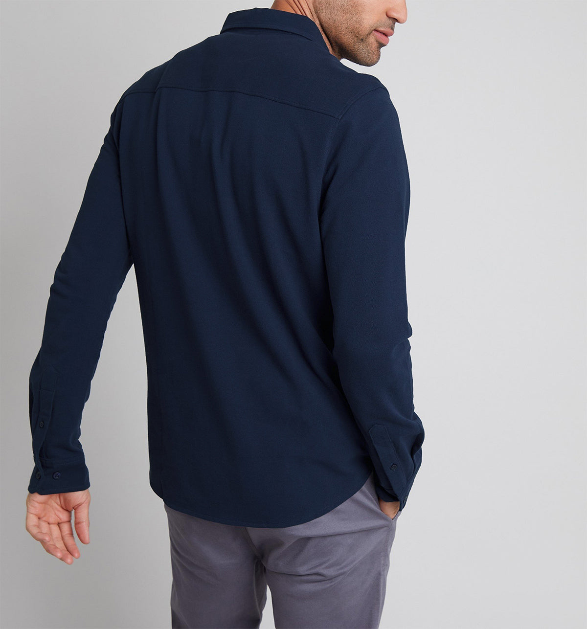 Mens Long Sleeve Button-Down Casual Smart Fit Pocket Shirt