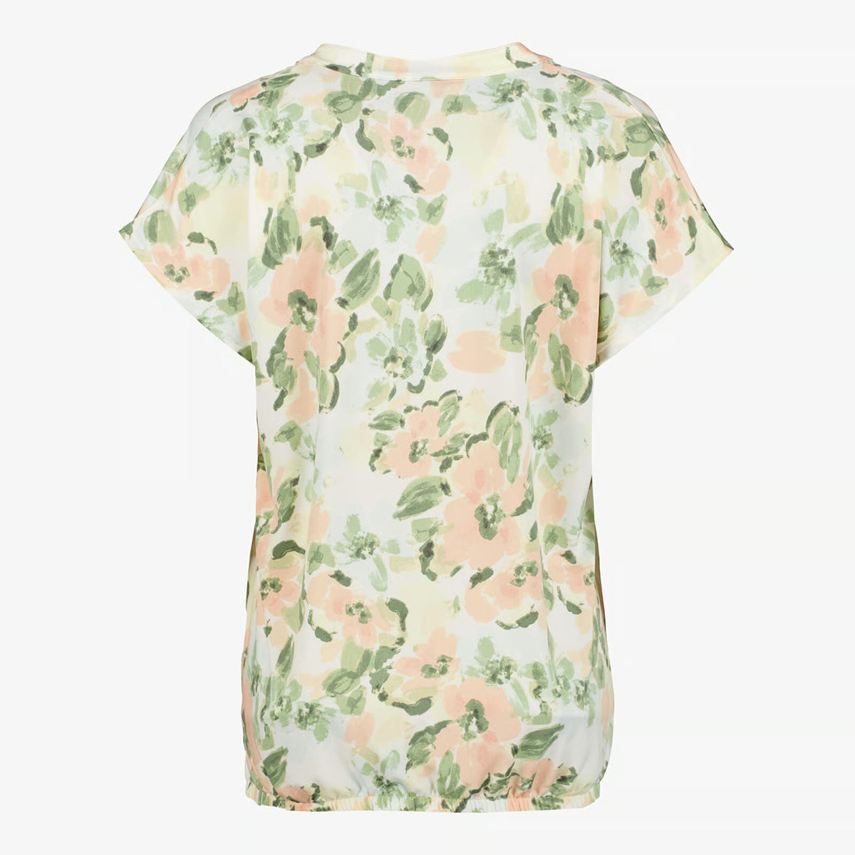 Womens Floral Print V-Neck Blouse Loose Fit Short Sleeve Top