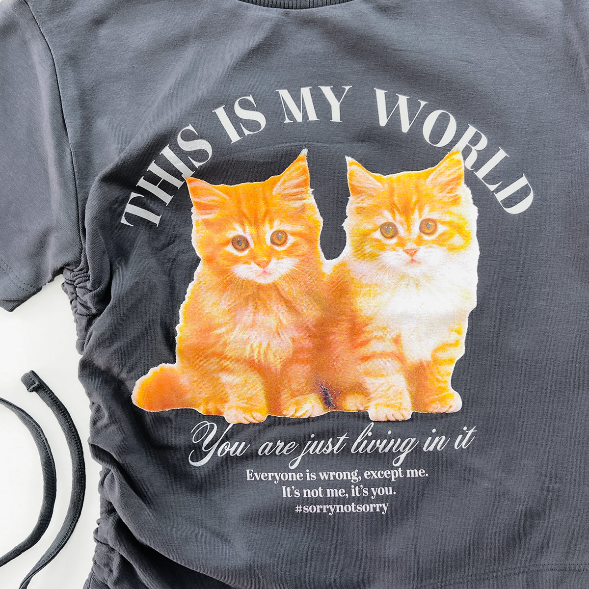 Girls Soft Cotton Cute Cat Graphic Print Crop Top