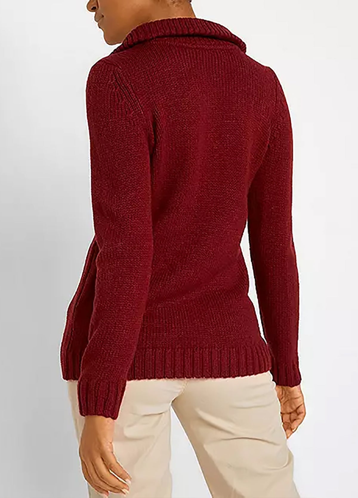 Womens Cable Knit Quarter Zip Pullover Sweater