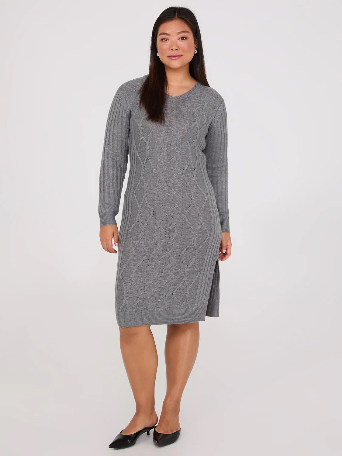 Womens Knee Length Knit Sweater Dress