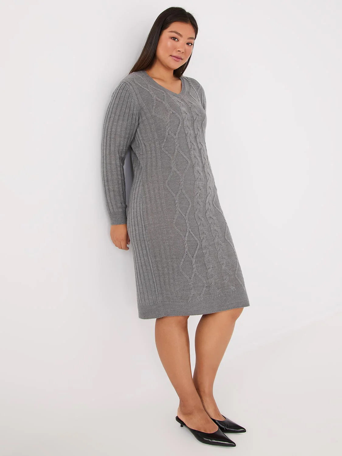 Womens Knee Length Knit Sweater Dress