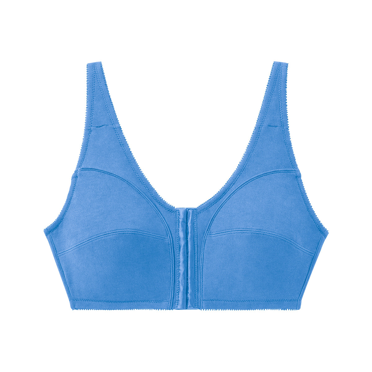 Womens Plus Size Solid Wireless Front Close Adjustable Straps Bra
