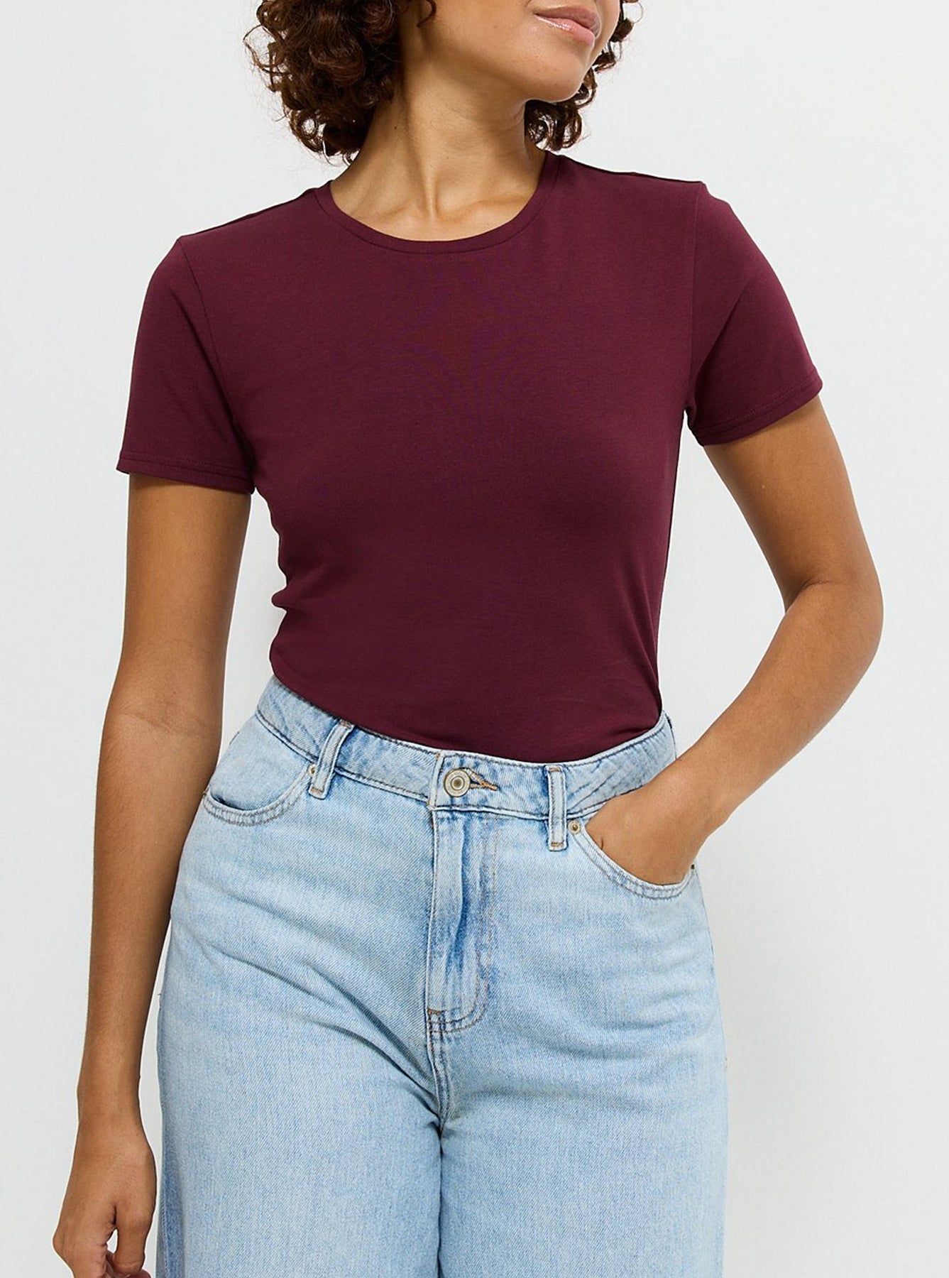 Womens Crew Neck Short Sleeve Soft Cotton Jersey T-Shirt