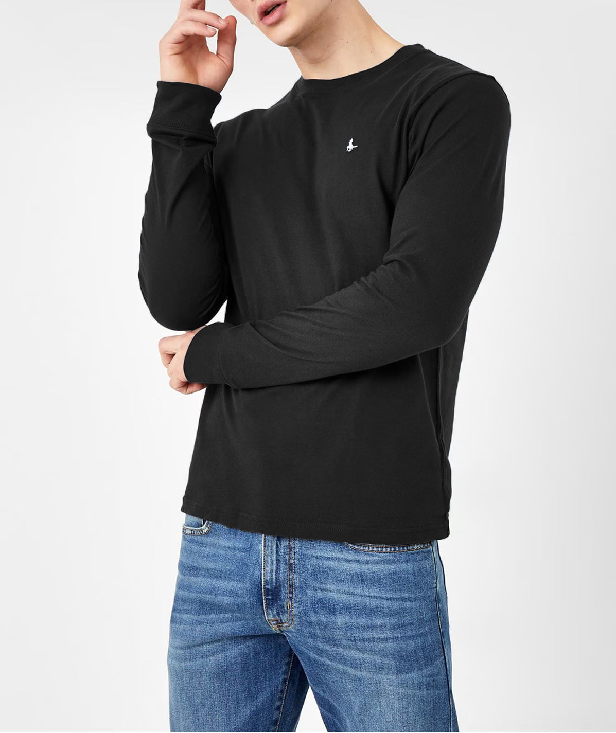 Mens Long Sleeve Cotton Crew Neck T-Shirt