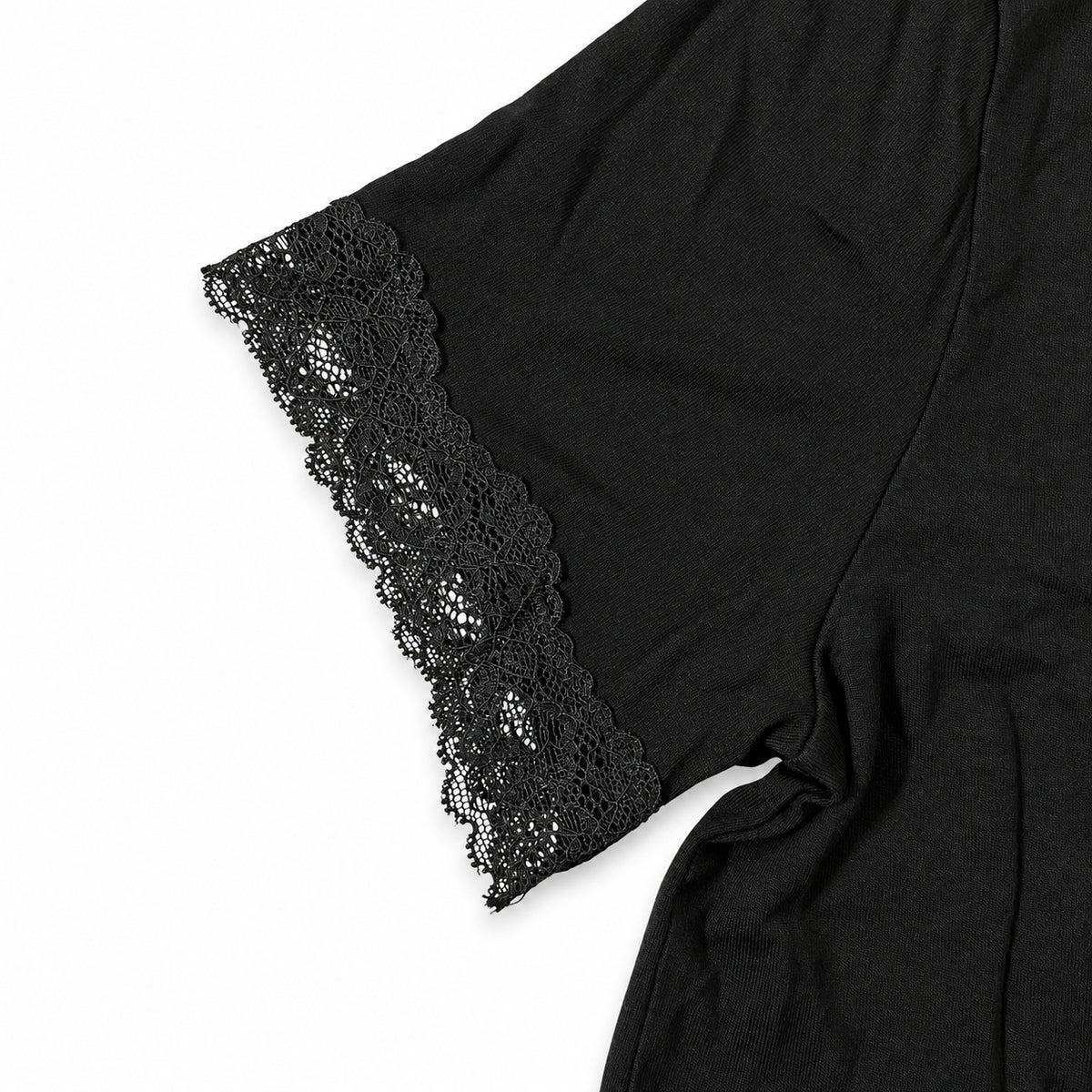 Women’s Lace Trim Short Sleeve Viscose T-Shirt