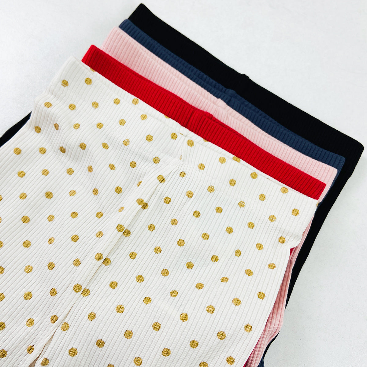 Girls Ribbed Soft Cotton Ruffle Hem Leggings