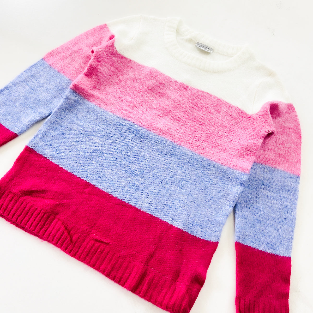 Girls Premium Soft Knit Striped Pullover Sweater