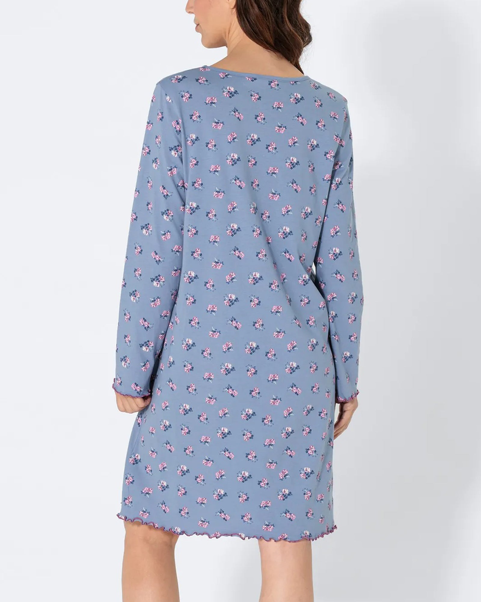 Womens Classic Pure Cotton Printed V-Neck Nightgown