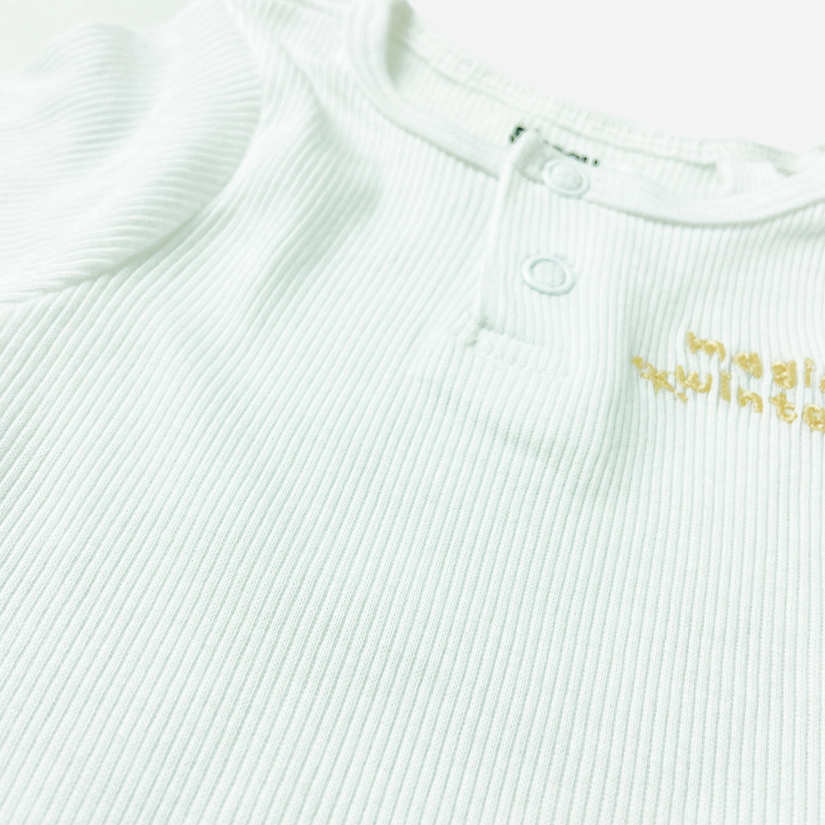 Baby Ribbed Cotton Long Sleeve Henley Bodysuit