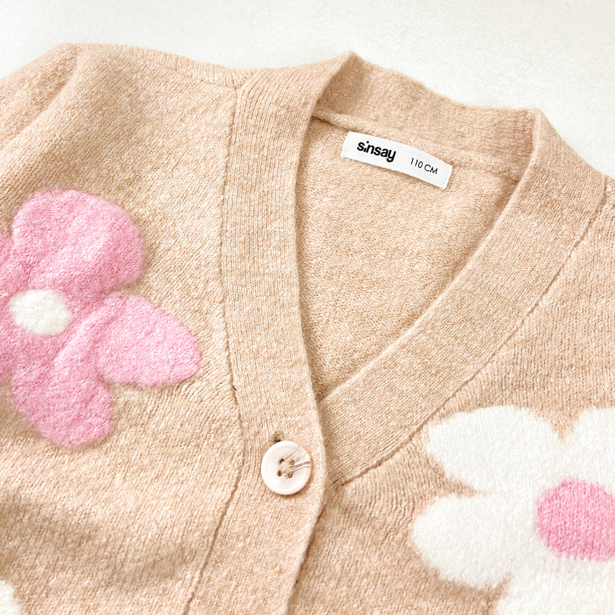 Girls Premium Floral Knit Button-Down Cardigan Sweater