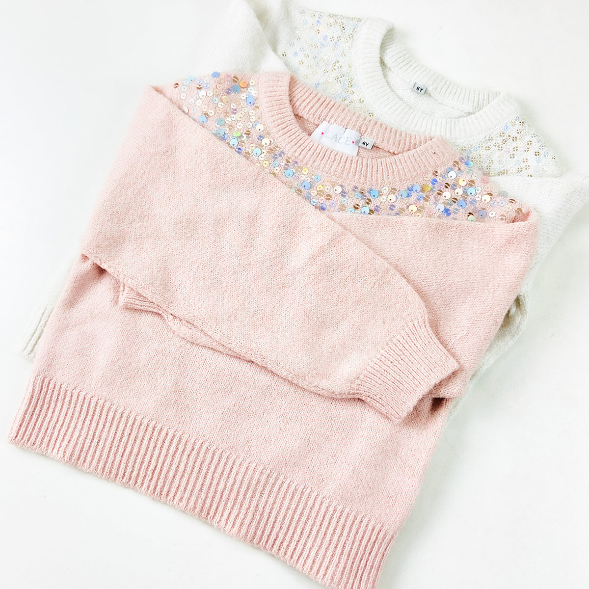 Girls Sparkle Embellished Soft Knit Pullover Sweater