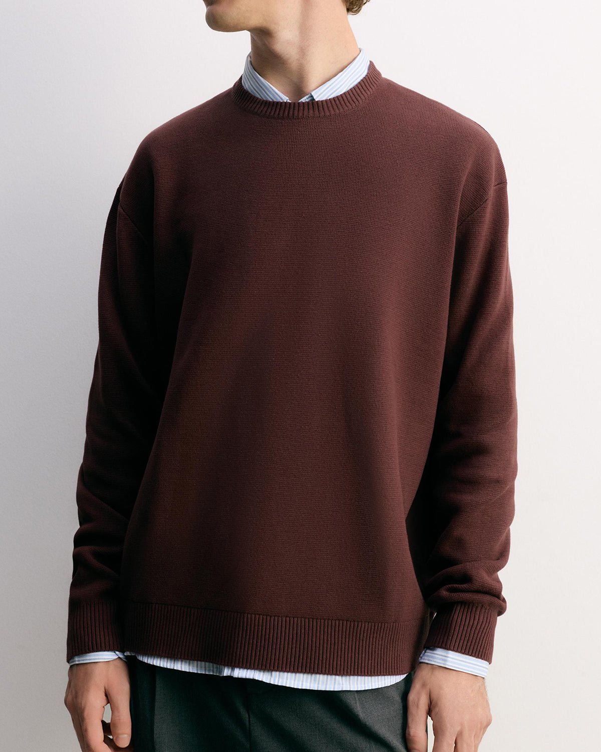 Mens Basic Knit Crew Neck Long Sleeve Pullover Sweater