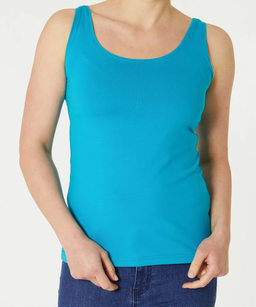 Womens Cotton Stretch Round Neck Solid Tank Top