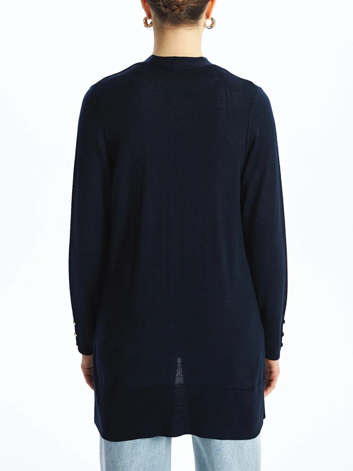 Womens Shawl Collar Tricot Midi Length Cardigan