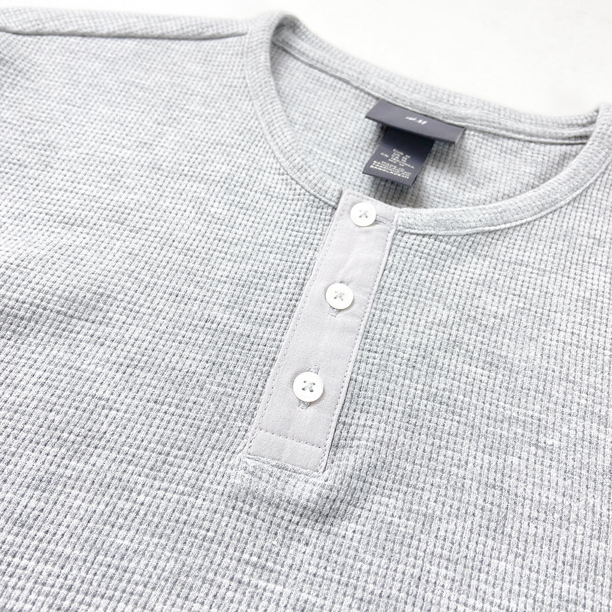 Men’s Waffle Knit Long Sleeve Henley T-shirt