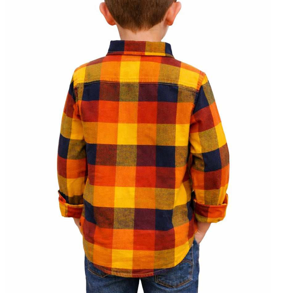 Kids Unisex Check Flannel Shirt with Chest Pocket
