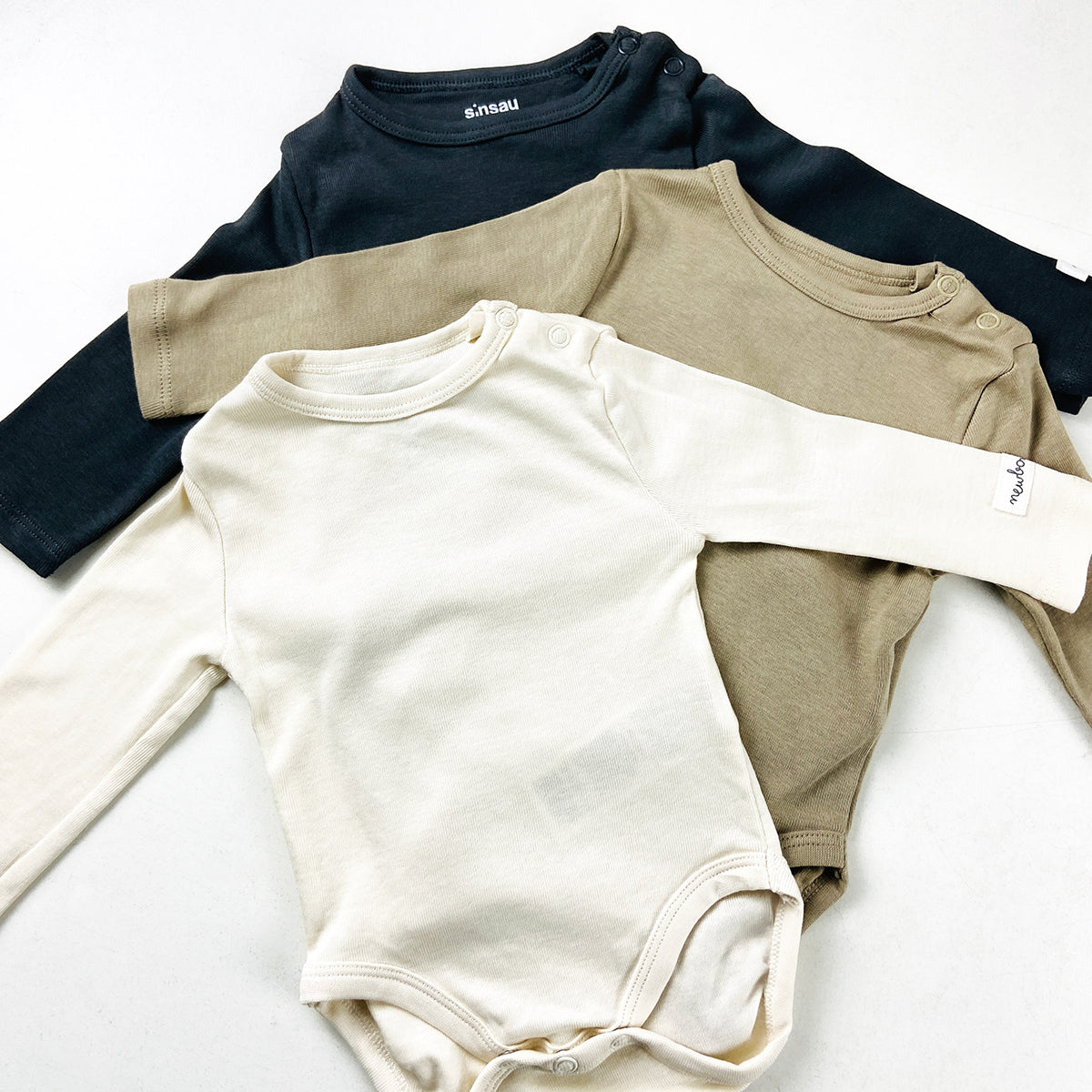 Pack of 3 Baby Long Sleeve Cotton Bodysuit Romper