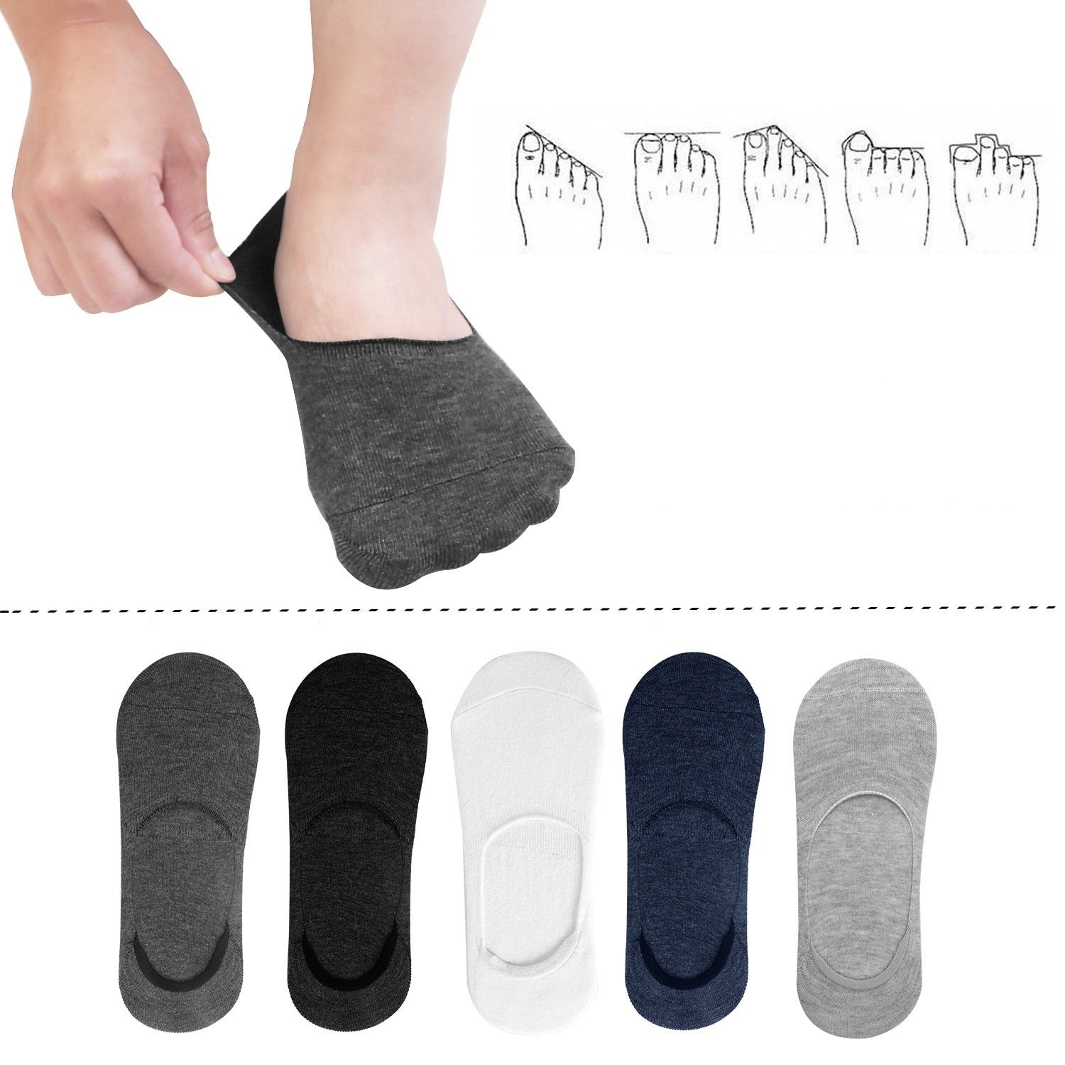 Mens Low-Cut Invisible No-Show Socks