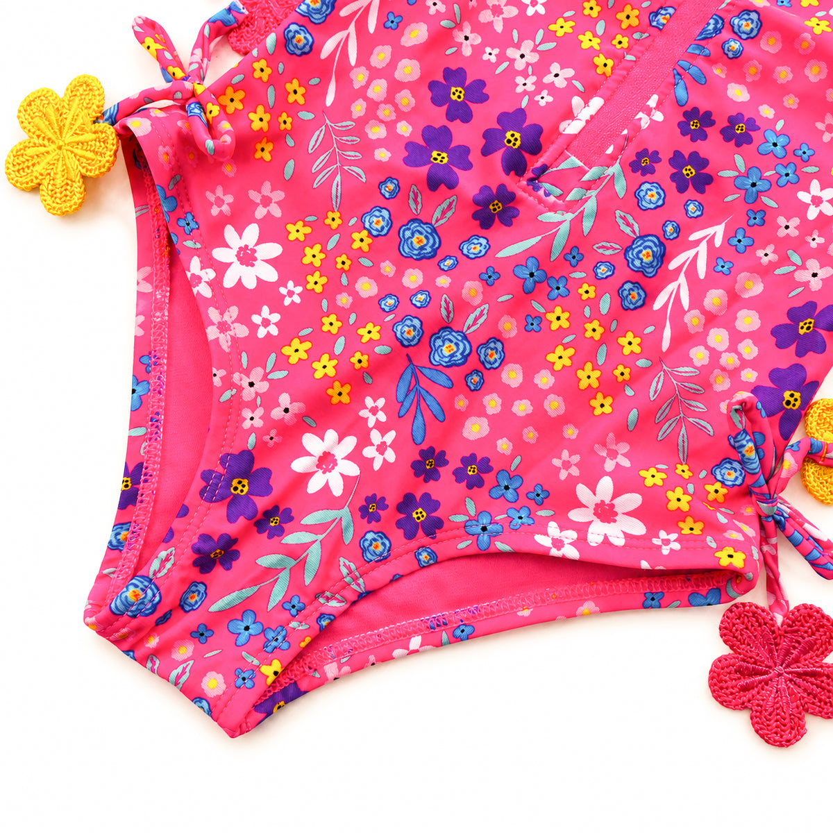 Girls Floral Print Long Sleeve Swim Onesie Bodysuit