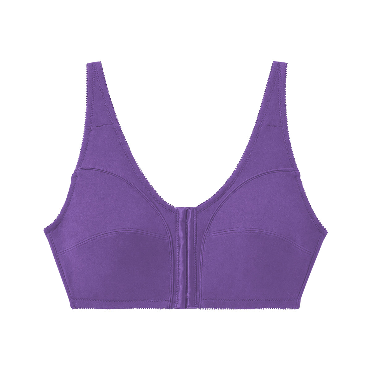 Womens Plus Size Solid Wireless Front Close Adjustable Straps Bra