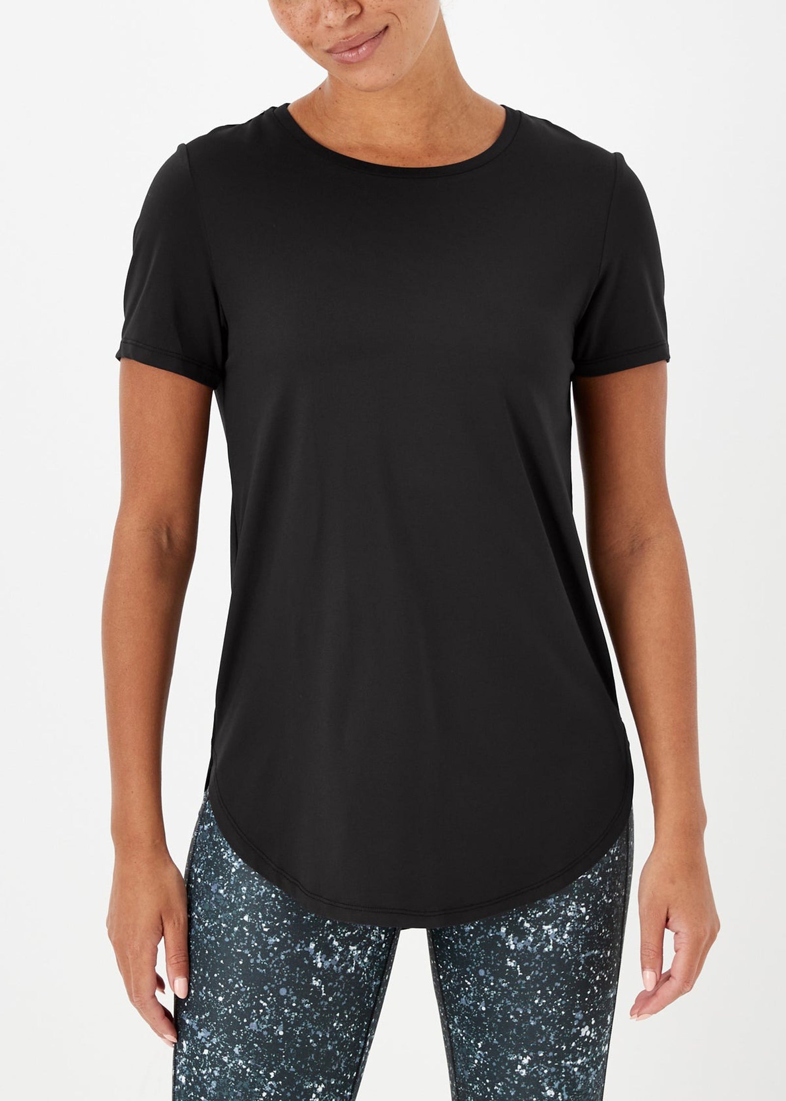Womens Round Neck Breathable Stretch Activewear T-Shirt