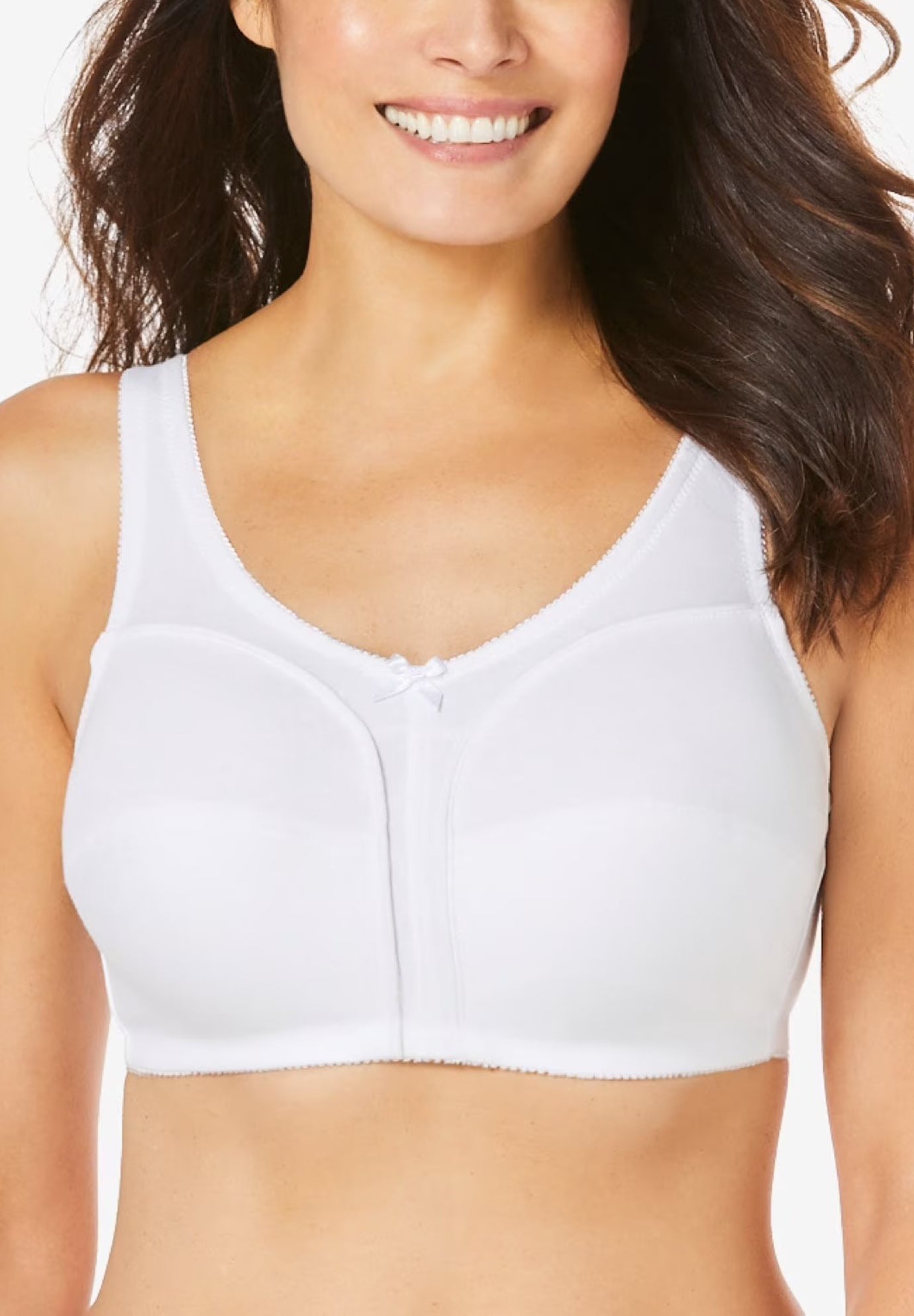 Womens Plus Size Solid Wireless Back Close Adjustable Straps Bra