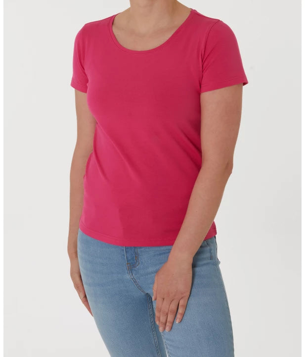 Womens Half Sleeve Round Neck Stretch T-shirt