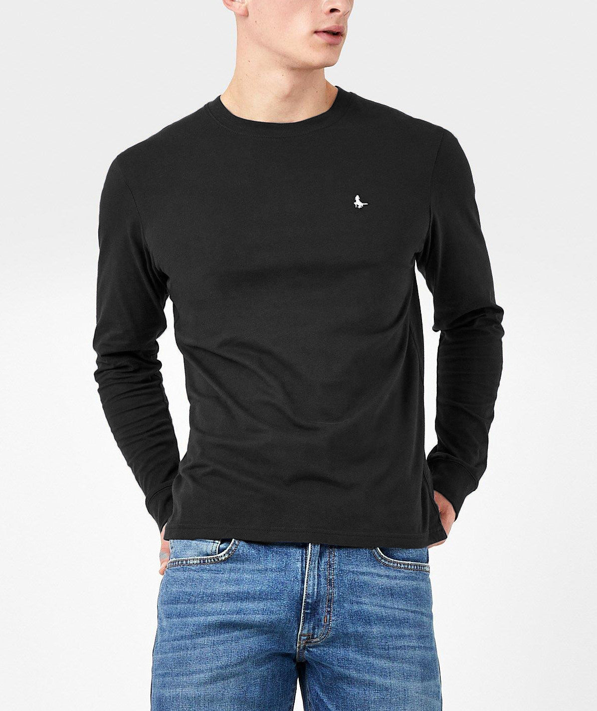 Mens Long Sleeve Cotton Crew Neck T-Shirt