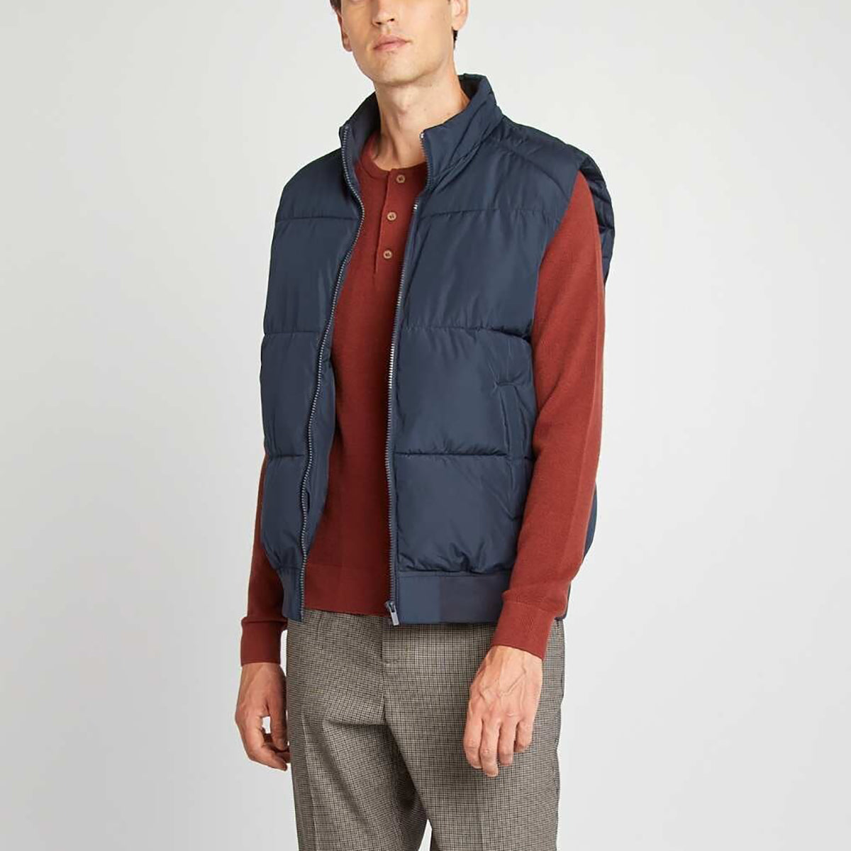 Men’s Premium Textured Knit Henley Round Neck Sweater