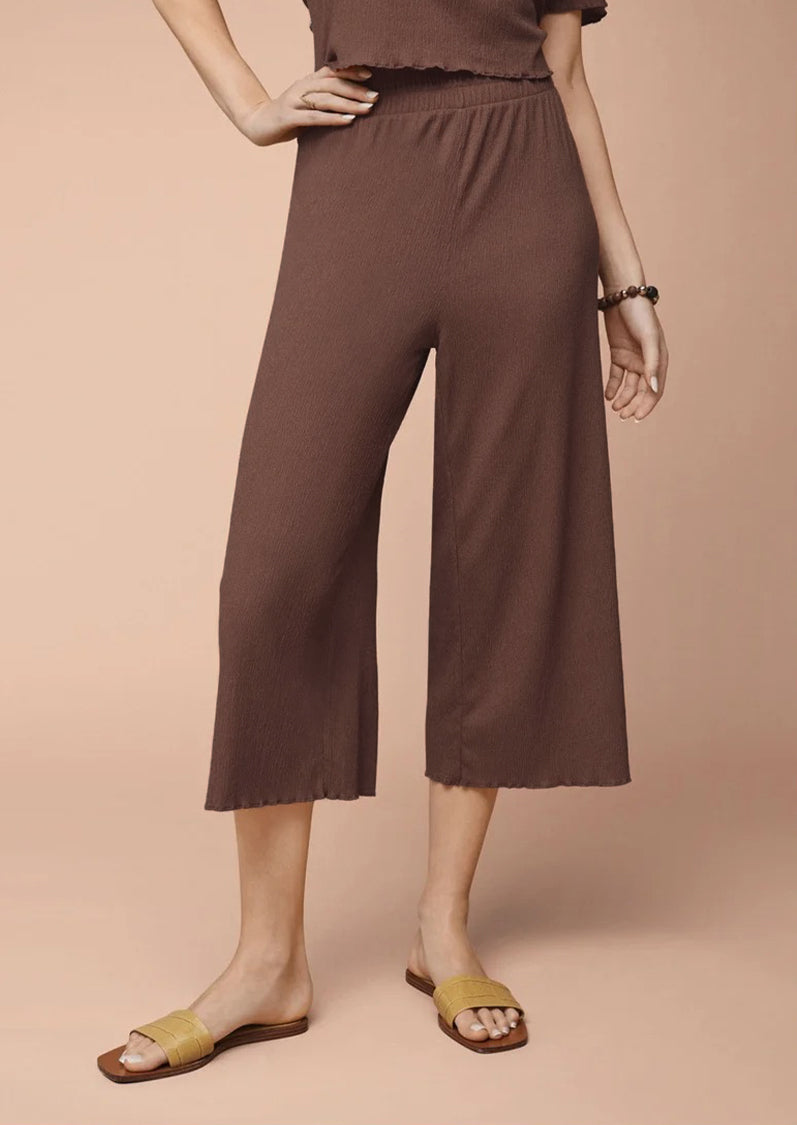 Womens Lightweight Crinkle Culotte 3/4 Pajama
