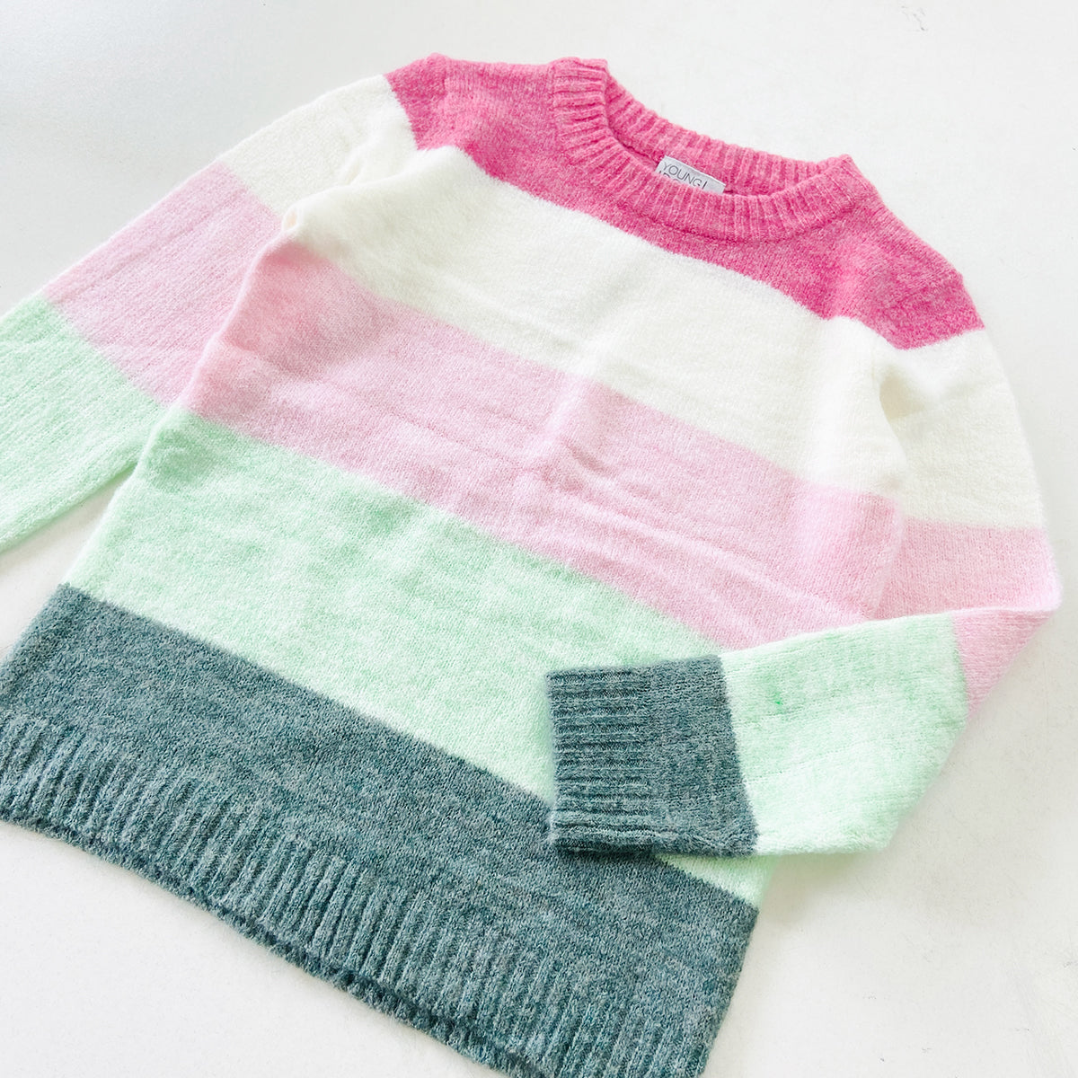 Girls Premium Soft Knit Striped Pullover Sweater
