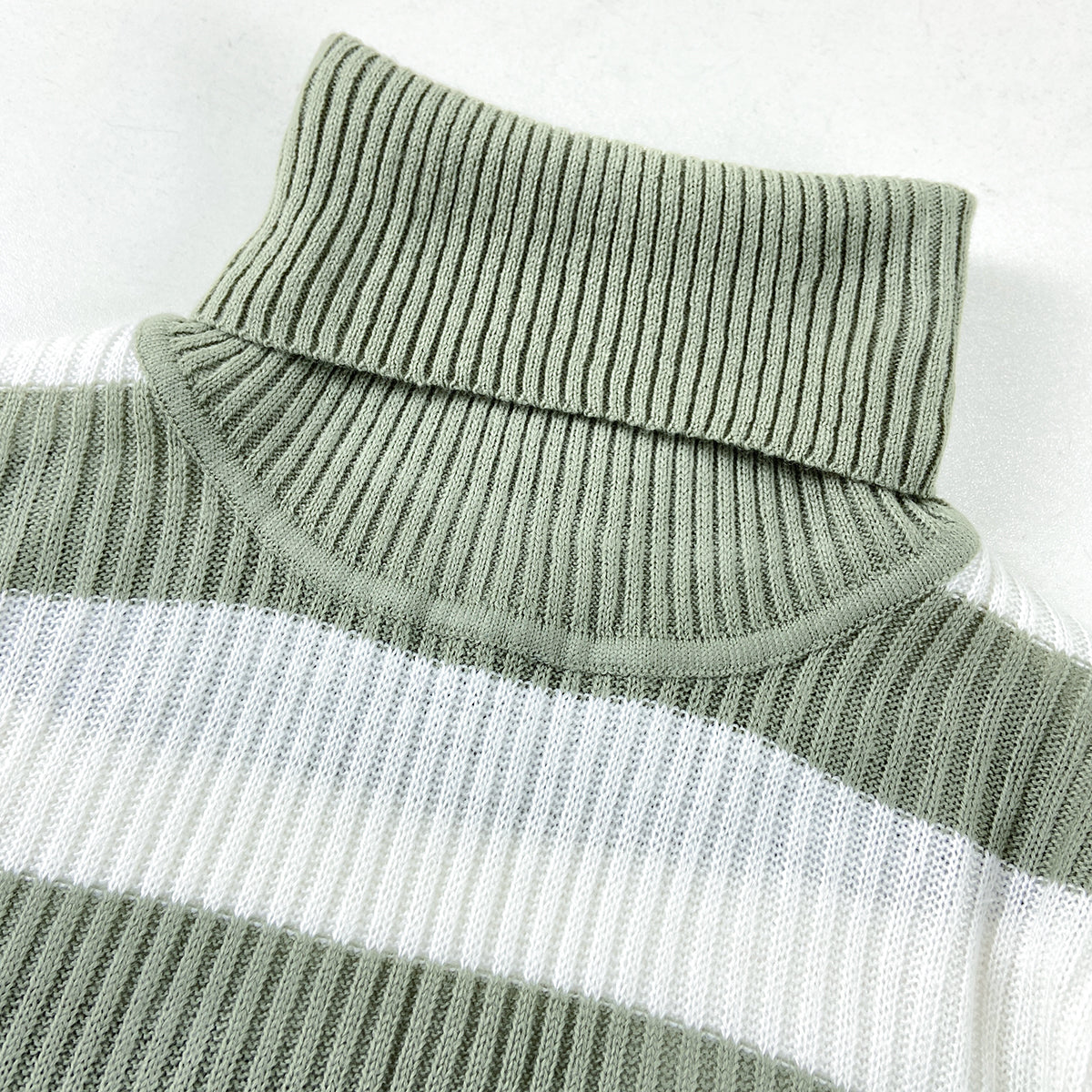 Womens Ribbed Striped Soft Knit  Turtleneck Sweater