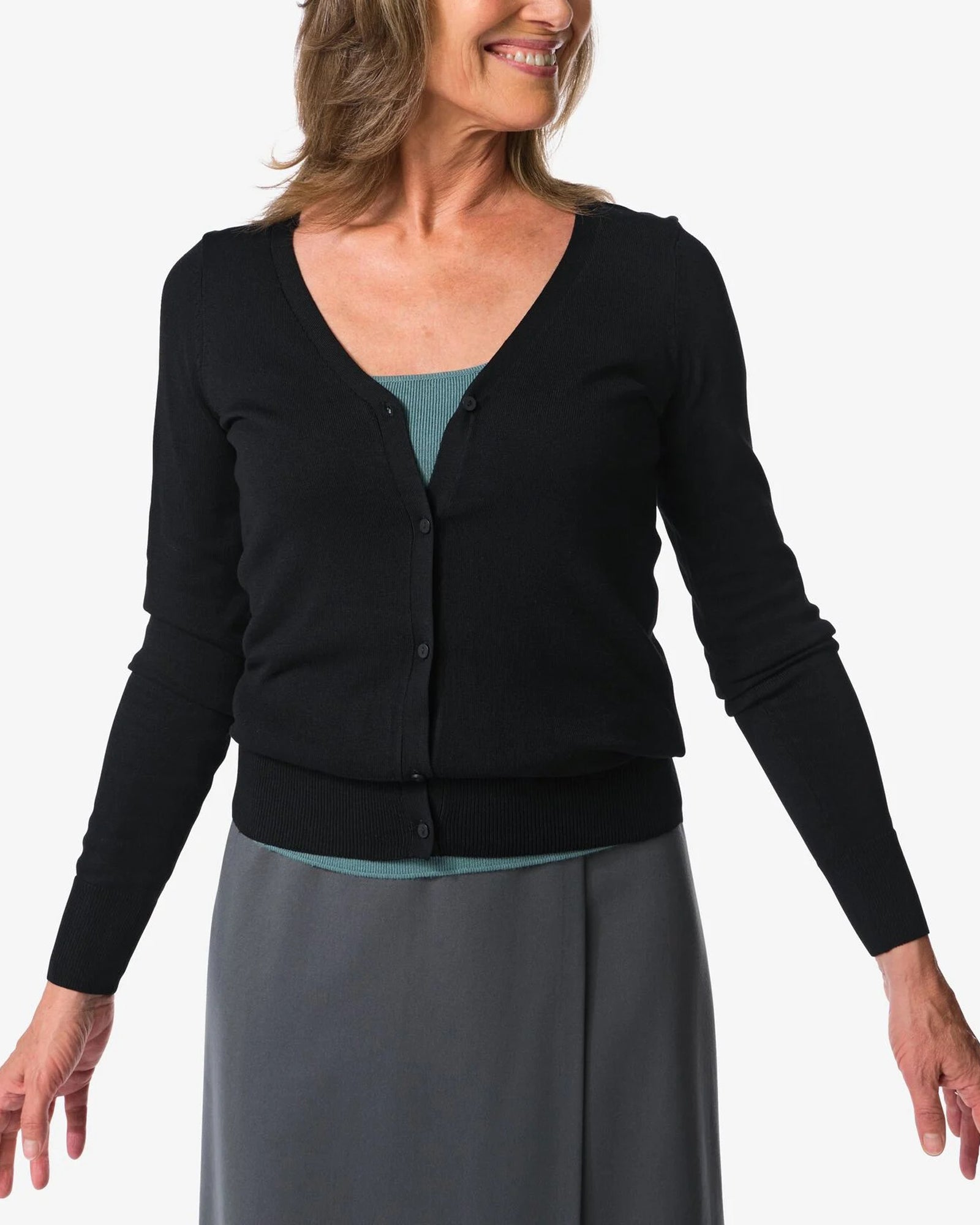 Womens Classic V-Neck Button-Down Long Sleeve Cardigan Sweater