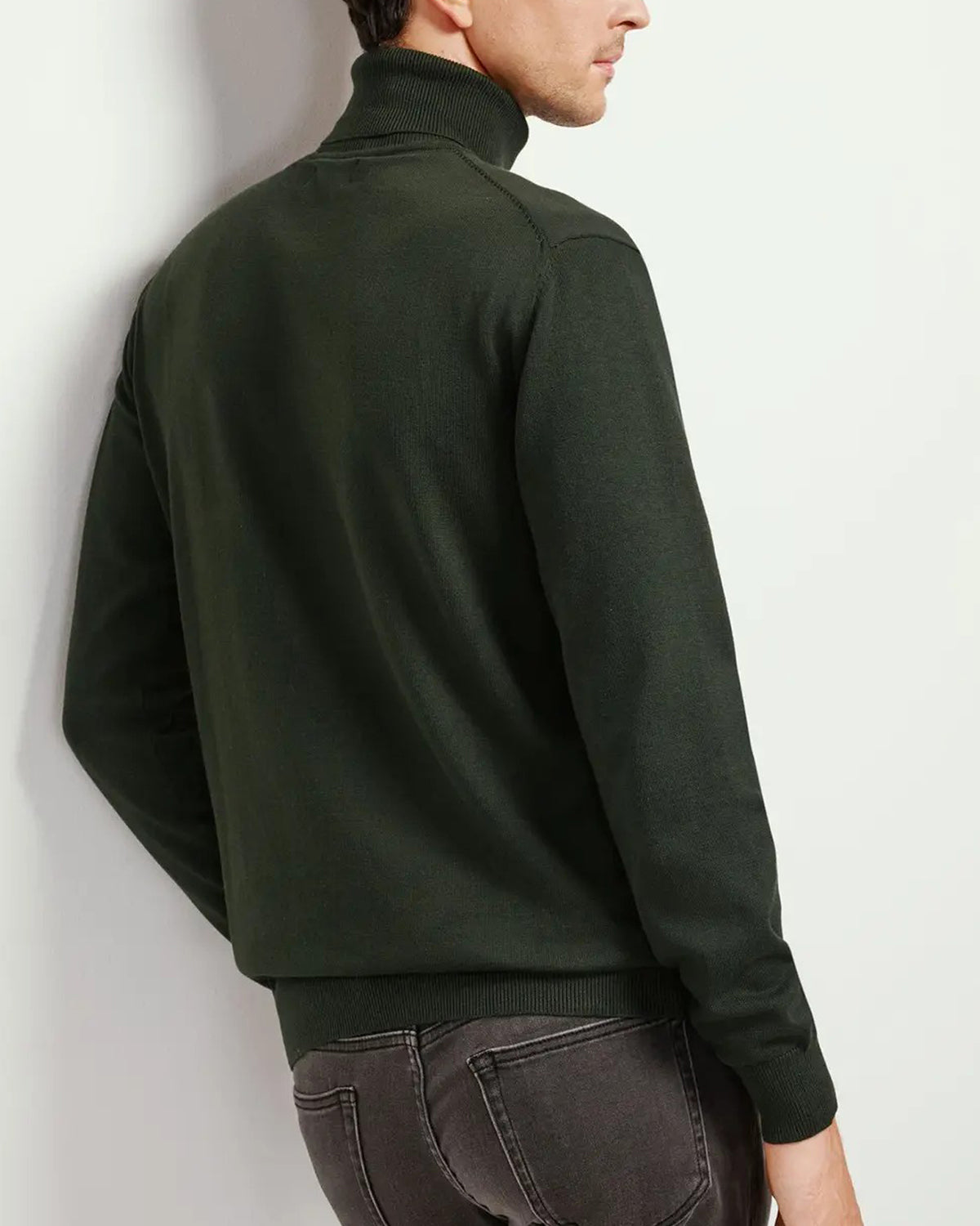 Mens Premium Cotton Turtleneck Long Sleeve Knit Sweater